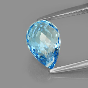 2.23캐럿 천연 스위스 블루 토파즈, 브리올레트, 8.6×5.8 mm, VVS
