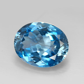 9.64캐럿 천연 런던 블루 토파즈, 타원형 컷, 14.7×11.8 mm, VVS