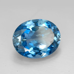 9.64캐럿 천연 런던 블루 토파즈, 타원형 컷, 14.7×11.8 mm, VVS
