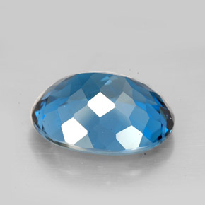 9.64캐럿 천연 런던 블루 토파즈, 타원형 컷, 14.7×11.8 mm, VVS