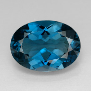 7.98캐럿 천연 런던 블루 토파즈, 타원형 컷, 14.1×10.3 mm, VVS