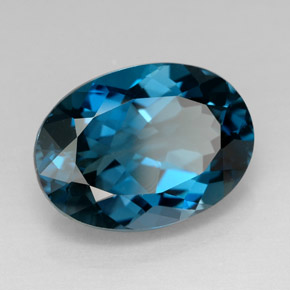 7.98캐럿 천연 런던 블루 토파즈, 타원형 컷, 14.1×10.3 mm, VVS