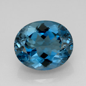 9.89캐럿 천연 런던 블루 토파즈, 타원형 컷, 13.6×11.5 mm, VVS