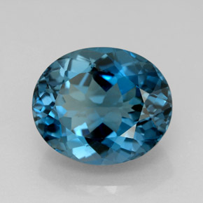 9.89캐럿 천연 런던 블루 토파즈, 타원형 컷, 13.6×11.5 mm, VVS