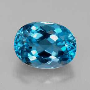 8.53캐럿 천연 런던 블루 토파즈, 타원형 컷, 13.6×10.2 mm, VVS