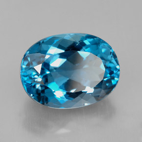 8.53캐럿 천연 런던 블루 토파즈, 타원형 컷, 13.6×10.2 mm, VVS