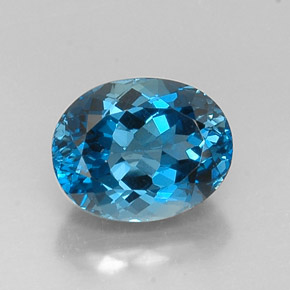 7.83캐럿 천연 런던 블루 토파즈, 타원형 컷, 12.8×10.1 mm, VVS-VS