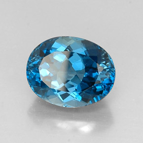 7.83캐럿 천연 런던 블루 토파즈, 타원형 컷, 12.8×10.1 mm, VVS-VS