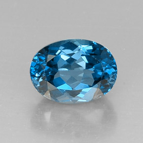 7.33캐럿 천연 런던 블루 토파즈, 타원형 컷, 12.6×9.3 mm, VVS-VS