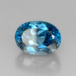 7.33캐럿 천연 런던 블루 토파즈, 타원형 컷, 12.6×9.3 mm, VVS-VS