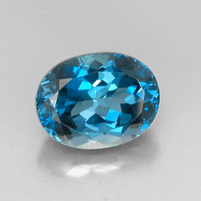7.16캐럿 천연 런던 블루 토파즈, 타원형 컷, 12.7×9.8 mm, VVS