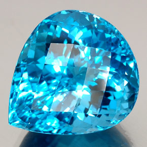 34.57캐럿 천연 스위스 블루 토파즈, 배 모양, 20.9×18.7 mm, IF