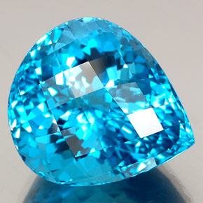 34.57캐럿 천연 스위스 블루 토파즈, 배 모양, 20.9×18.7 mm, IF