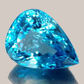 36.61캐럿 천연 스위스 블루 토파즈, 배 모양, 23.8×17.6 mm, IF