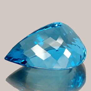 36.61캐럿 천연 스위스 블루 토파즈, 배 모양, 23.8×17.6 mm, IF