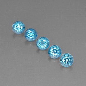 캐럿 천연 스위스 블루 토파즈 보석, 라운드 컷, 5.11 mm, VVS-VS