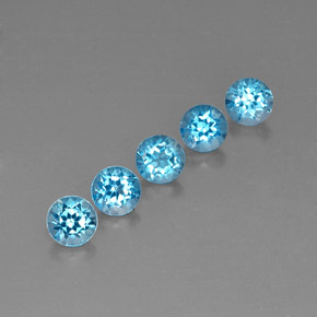 캐럿 천연 스위스 블루 토파즈 보석, 라운드 컷, 5.11 mm, VVS-VS