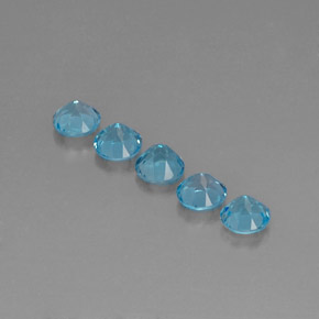 캐럿 천연 스위스 블루 토파즈 보석, 라운드 컷, 5.11 mm, VVS-VS