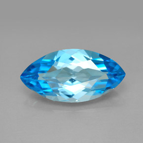 6.54캐럿 천연 스위스 블루 토파즈, 마퀴즈, 17.9×9.1 mm, VVS