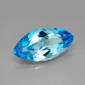 6.54캐럿 천연 스위스 블루 토파즈, 마퀴즈, 17.9×9.1 mm, VVS