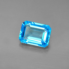 1.91캐럿 천연 스위스 블루 토파즈, 에메랄드 컷, 8.1×6 mm, VVS