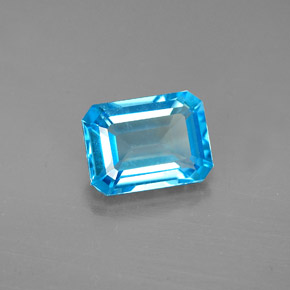 1.91캐럿 천연 스위스 블루 토파즈, 에메랄드 컷, 8.1×6 mm, VVS