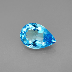 2.13캐럿 천연 스위스 블루 토파즈, 배 모양, 9.8×6.8 mm, VVS