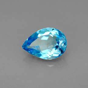 2.13캐럿 천연 스위스 블루 토파즈, 배 모양, 9.8×6.8 mm, VVS