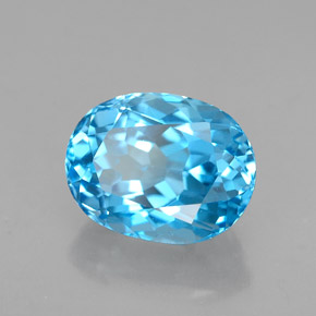 2.98캐럿 천연 스위스 블루 토파즈, 타원형 컷, 9.2×7.1 mm, VVS