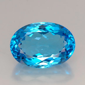 25.42캐럿 천연 스위스 블루 토파즈, 타원형 컷, 20.5×14.5 mm, IF