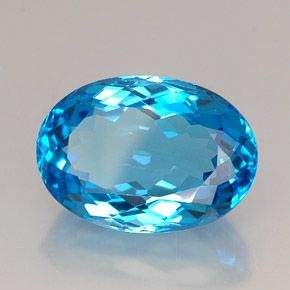 25.42캐럿 천연 스위스 블루 토파즈, 타원형 컷, 20.5×14.5 mm, IF