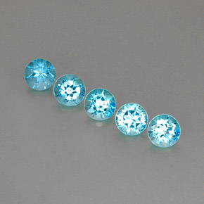 캐럿 천연 스위스 블루 토파즈 보석, 라운드 컷, 5.14 mm, VVS-VS