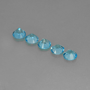 캐럿 천연 스위스 블루 토파즈 보석, 라운드 컷, 5.14 mm, VVS-VS
