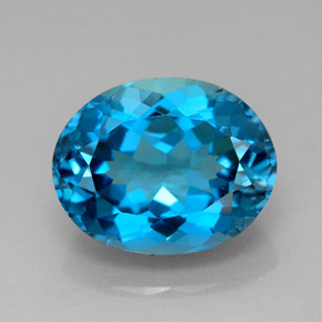 7.73캐럿 천연 런던 블루 토파즈, 타원형 컷, 13.3×10.5 mm, VVS