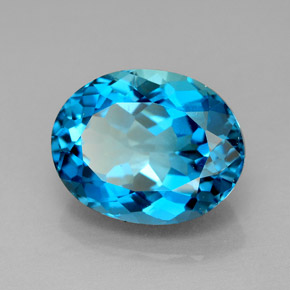7.73캐럿 천연 런던 블루 토파즈, 타원형 컷, 13.3×10.5 mm, VVS