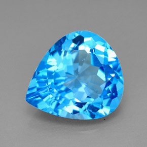 7.72캐럿 천연 스위스 블루 토파즈, 배 모양, 13.7×12.2 mm, VVS
