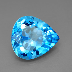 7.72캐럿 천연 스위스 블루 토파즈, 배 모양, 13.7×12.2 mm, VVS