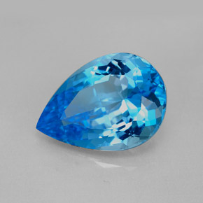 7.87캐럿 천연 스위스 블루 토파즈, 배 모양, 15.2×10.7 mm, VVS