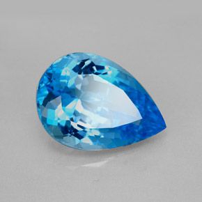 7.87캐럿 천연 스위스 블루 토파즈, 배 모양, 15.2×10.7 mm, VVS