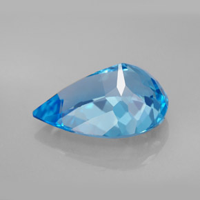 7.87캐럿 천연 스위스 블루 토파즈, 배 모양, 15.2×10.7 mm, VVS