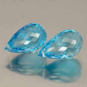 캐럿 천연 스위스 블루 토파즈 보석, 브리올레트, 10×6 mm, VVS