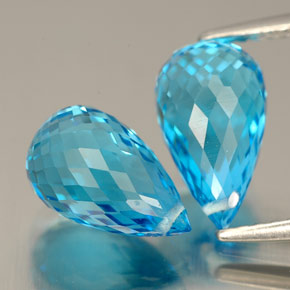 캐럿 천연 스위스 블루 토파즈 보석, 브리올레트, 10×6 mm, VVS