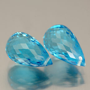캐럿 천연 스위스 블루 토파즈 보석, 브리올레트, 10×6 mm, VVS