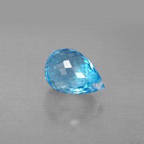 3.18캐럿 천연 스위스 블루 토파즈, 브리올레트, 9.3×6.6 mm, VVS