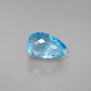2.91캐럿 천연 스위스 블루 토파즈, 브리올레트, 9.9×6 mm, VVS