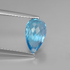 2.91캐럿 천연 스위스 블루 토파즈, 브리올레트, 9.9×6 mm, VVS