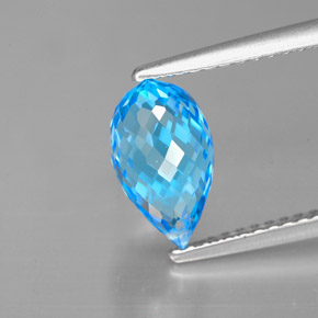 2.51캐럿 천연 스위스 블루 토파즈, 브리올레트, 9.7×5.7 mm, VVS