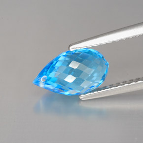 2.51캐럿 천연 스위스 블루 토파즈, 브리올레트, 9.7×5.7 mm, VVS