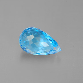 2.43캐럿 천연 스위스 블루 토파즈, 브리올레트, 9.3×5.7 mm, VVS
