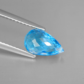 2.43캐럿 천연 스위스 블루 토파즈, 브리올레트, 9.3×5.7 mm, VVS